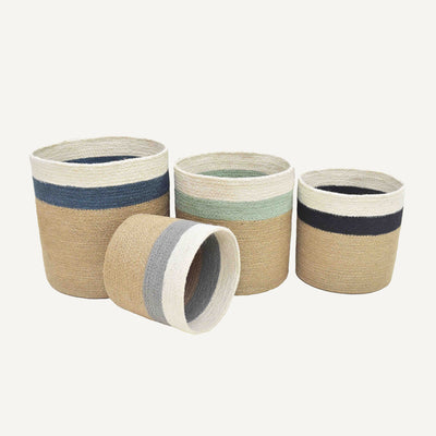 Jute Round Storage Basket – Set of 4 (Natural Multicolor)